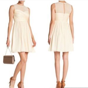 J.Crew Clara Silk Chiffon Bridesmaid Occasion Dress Champagne‎ Size 14 New